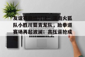 九游电脑版下载地址-关于友谊赛巅峰对决！漠南火狐队小胜川蜀青龙队，跆拳道赛场再起波澜；高压逼抢成功的信息